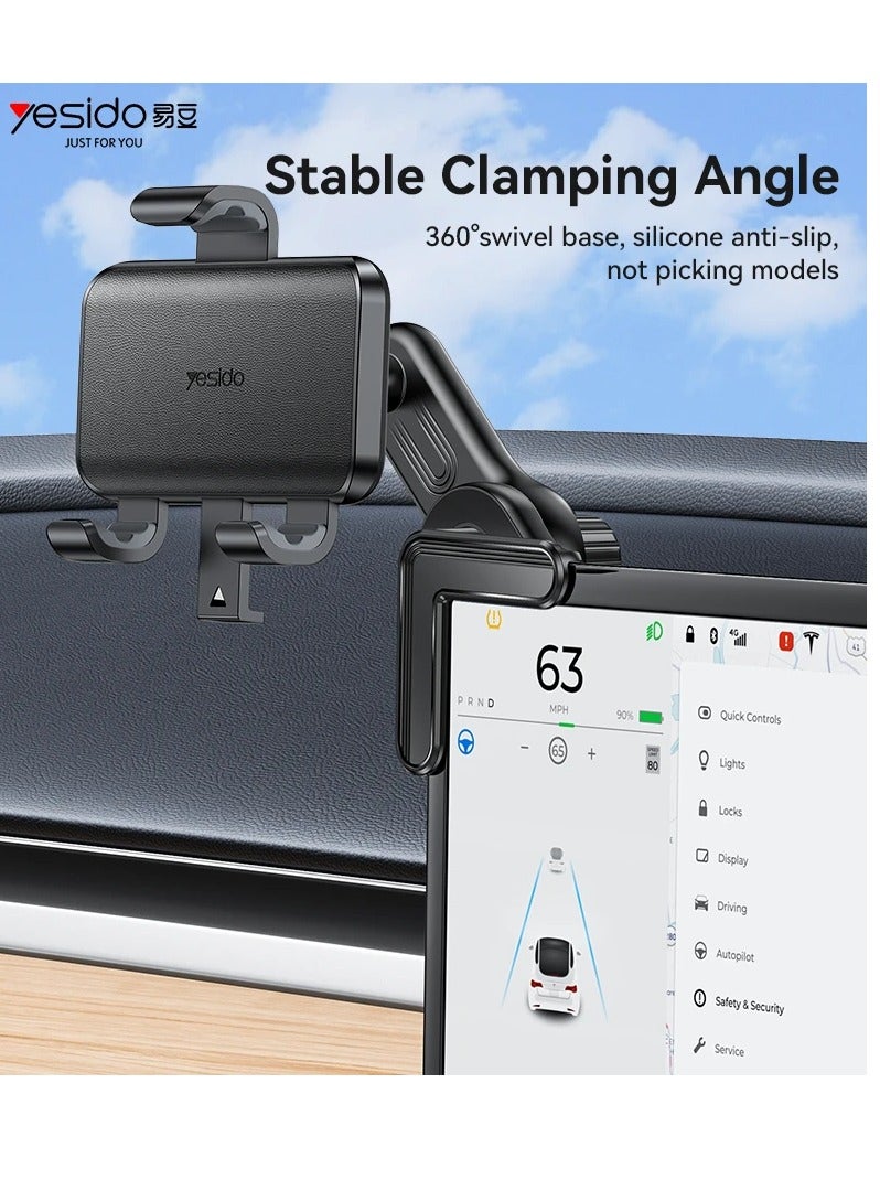 Yesido C250 360 Rotation Three-point Stabilized Clamping Hover Screen Snap-on Press Clip Phone Holder - Image 2