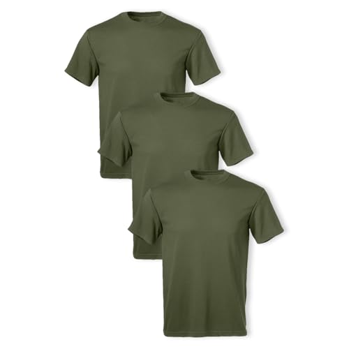 Soffe Mens 3 Pack - USA Poly/Cotton Military Tee, OD Green, Medium - Image 1