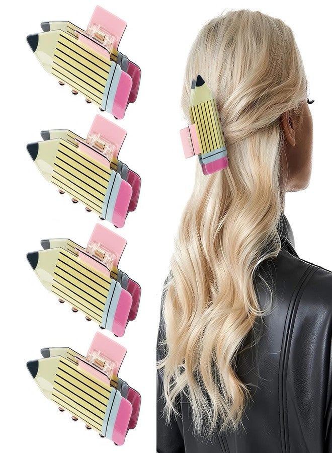 Restynic 4-Pack Pencil Claw Hair Clips Hair Jaw Cute Teacher & Student Accessories for Back to School, Gifts for Women - Image 3