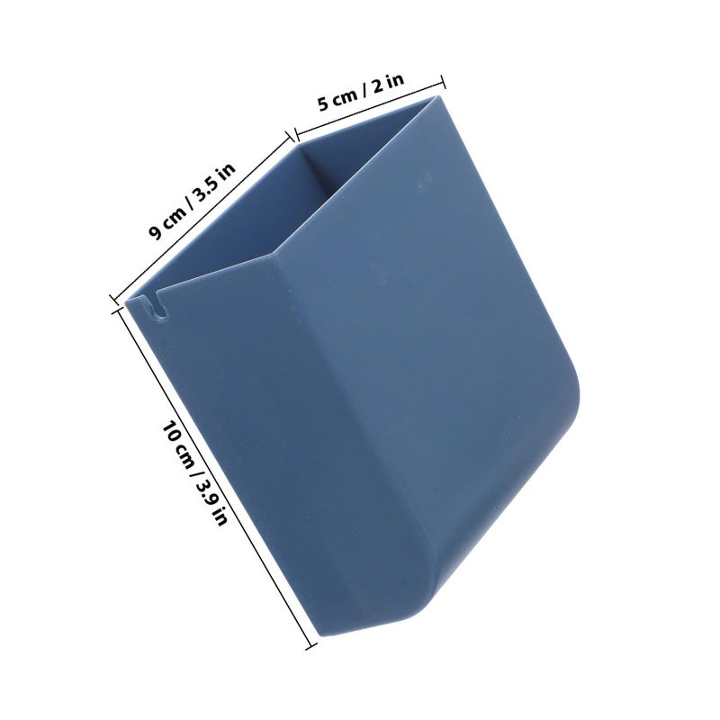 Blue Wall Mounted Pen Holder And Phone Stand No Punch Office Storage Rack - Image 3