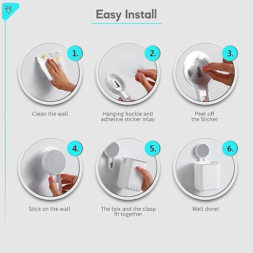 Copelle Wall-Mounted Tooth Brush Holder Bathroom - Self-Adhesive Bathroom Organiser Without Drill for Toothbrushes, Toothpaste and Makeup Brushes - Plastic Brush Holder for Bathroom(2 Pcs) - Image 2