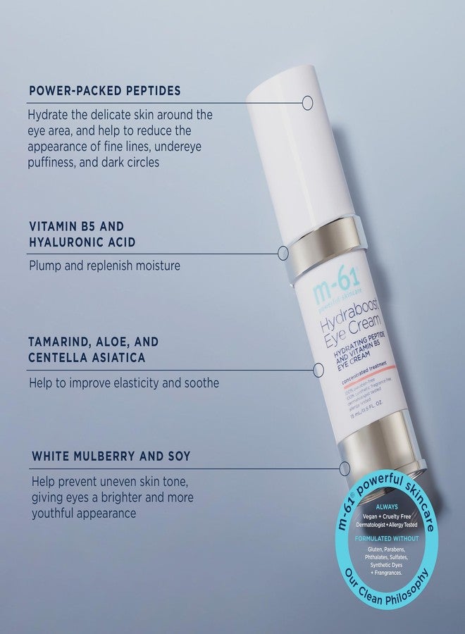 m-61 Hydraboost Eye Cream | Moisturizing, Firming Undereye Cream with Hyaluronic, Glycolic, Vitamin B5, and Peptides. Dermatologist Tested with Clinical Trial Results. For All Skin Types - 0.5 Fl Oz - Image 4
