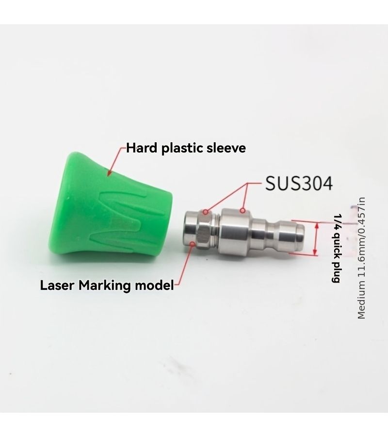 1 4 Inch Quick Connect Pressure Washer Nozzles Orange Green Color Coded Anti Splash Fan Spray Jet - Image 3