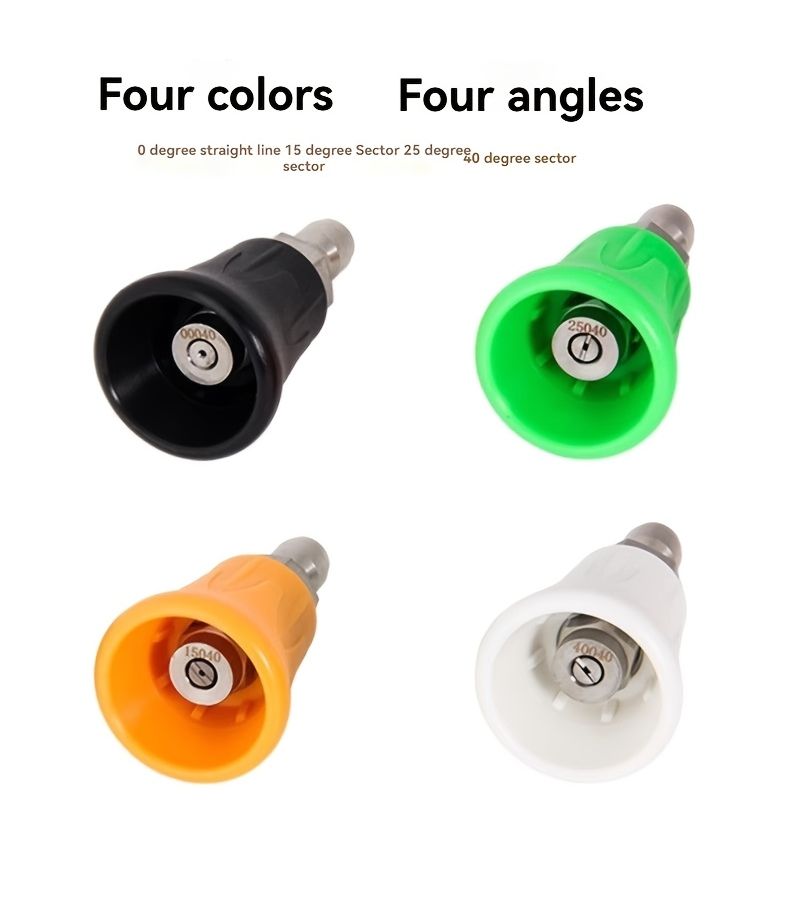 1 4 Inch Quick Connect Pressure Washer Nozzles Orange Green Color Coded Anti Splash Fan Spray Jet - Image 1