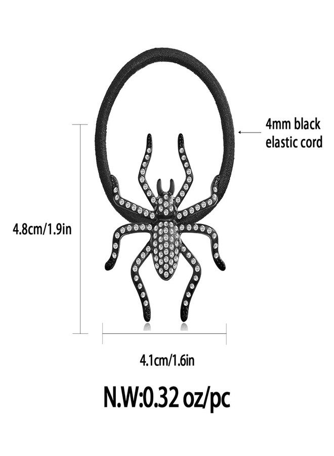 FAUTHENTICUTE Halloween 5pcs Spider Hair Ties For Women,4mm Black Hair Ties for Thick Hair And Pony Tails,Black Hair Elastics Set Hair Accessories For Women - Image 5