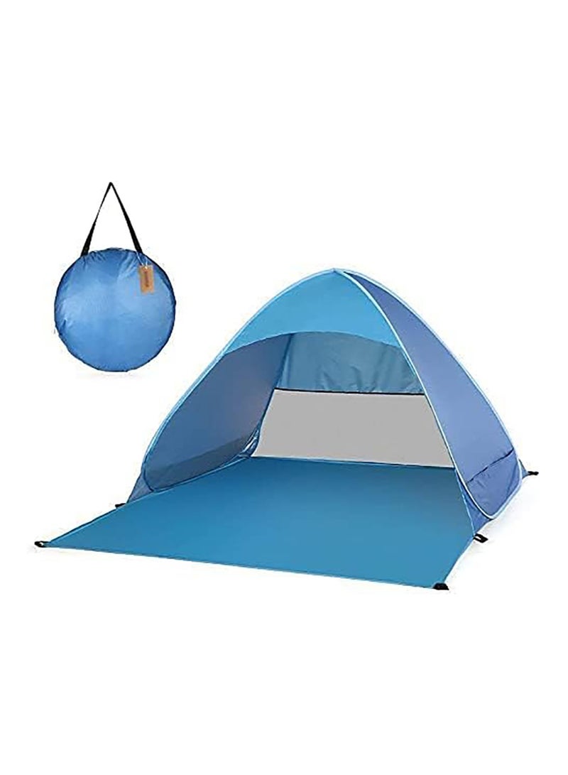 Outdoor Beach Tent Set Automatic Pop Up Camping Fishing Tents Anti UV Beach Tent Foldable Sunshade Portable Lightweight Waterproof with Bag 3-4 Person (Blue) - Image 1