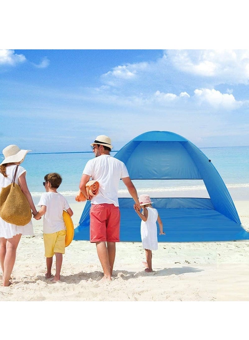Outdoor Beach Tent Set Automatic Pop Up Camping Fishing Tents Anti UV Beach Tent Foldable Sunshade Portable Lightweight Waterproof with Bag 3-4 Person (Blue) - Image 5