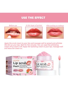 EELHOE Lip Scrub - Lip Scrubs Exfoliator And Moisturizer With Lip Brush - Natural Gentle Lip Treatment - Peach Sugar Lip Scrub For Dry - Cracked And Dark Lips  - Image 4