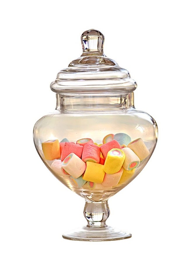 Y&D Elegant Crystal Candy Jar with Lid Premium Glass Decorative Candy Tent Shaped Royal Style Biscuit Jar Perfect for Wedding Candy Buffet Home Office and Gift Use  White 12.5 X 12.5 Centimeter 