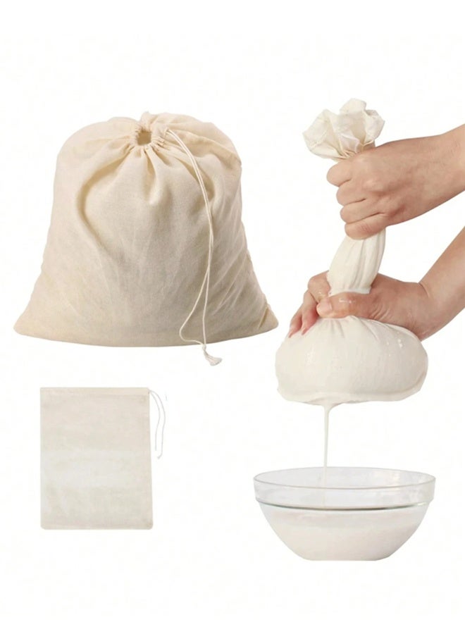 2 Pack Nut Milk Strainers (Medium + Large), Reusable Almond Milk Bag, All-Purpose Food Strainer, Fine Mesh Nylon and Cold Brew Coffee Filter  - Image 1