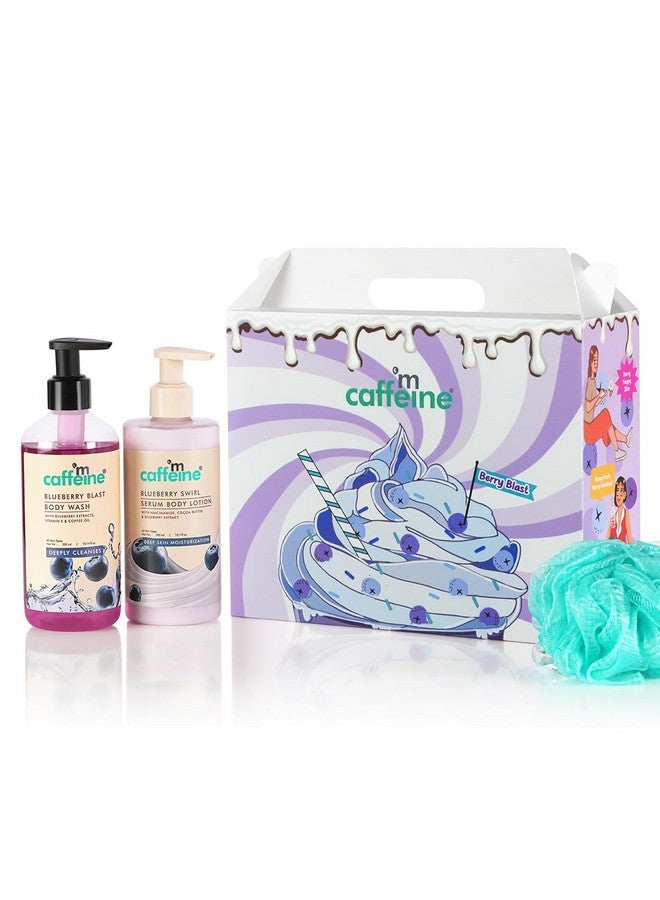 MCaffeine mCaffeine Blueberry Escape Bath & Body Gift Kit | Body Wash, Body Lotion, Teal Loofah | Gift Set For Men and Women | Pampering Kit for Birthday, Anniversary & All Special Occasions | Christmas Gifts | Premium Gift Box 100% Vegan  - Image 1