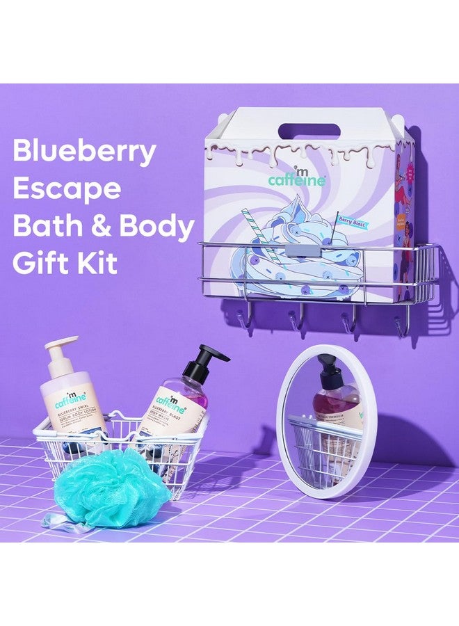 MCaffeine mCaffeine Blueberry Escape Bath & Body Gift Kit | Body Wash, Body Lotion, Teal Loofah | Gift Set For Men and Women | Pampering Kit for Birthday, Anniversary & All Special Occasions | Christmas Gifts | Premium Gift Box 100% Vegan  - Image 2