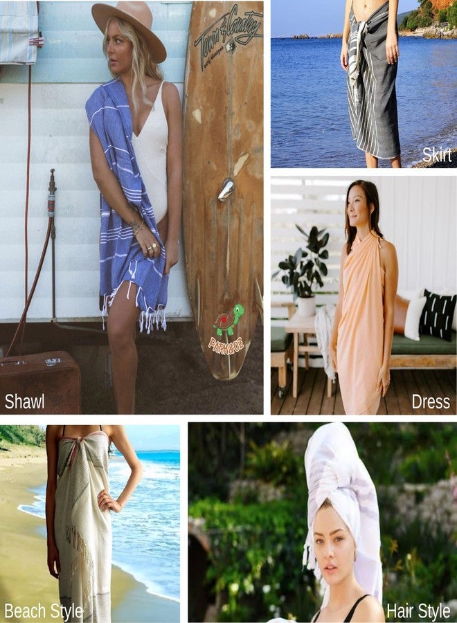 PARK & OZ White Turkish Beach Towels - 6-Pack Oversized 100% Cotton Quick-Dry & Sand-Free Towels 72" x 40" Ultra Absorbent, Lightweight & Compact Pool Towels for Beach, Travel, Spa, Camping &Tie-Dye - Image 5