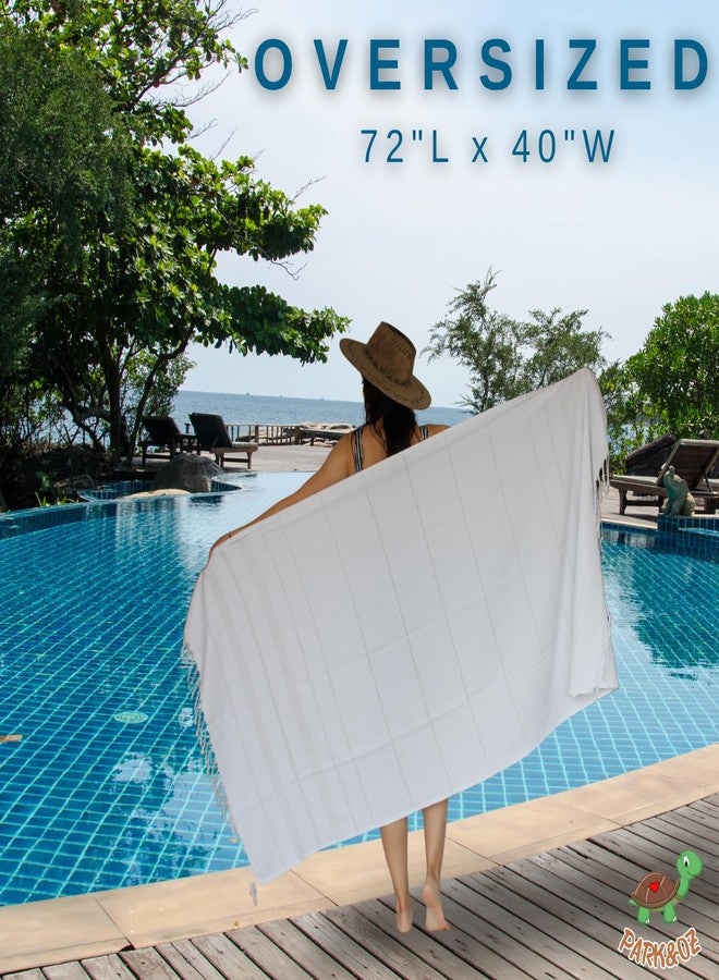 PARK & OZ White Turkish Beach Towels - 6-Pack Oversized 100% Cotton Quick-Dry & Sand-Free Towels 72" x 40" Ultra Absorbent, Lightweight & Compact Pool Towels for Beach, Travel, Spa, Camping &Tie-Dye - Image 2