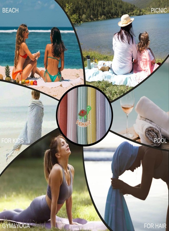 PARK & OZ White Turkish Beach Towels - 6-Pack Oversized 100% Cotton Quick-Dry & Sand-Free Towels 72" x 40" Ultra Absorbent, Lightweight & Compact Pool Towels for Beach, Travel, Spa, Camping &Tie-Dye - Image 3