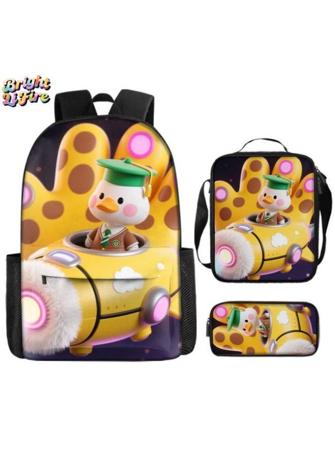 Bright Li Fire Fashion is unlimited! Cartoon bag three-piece set, suitable for a variety of scenes for students and teenagers (available for students, children, friends on outings, mountain climbing, schooling, etc.) - 33 - Image 1