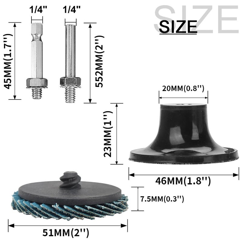 SI FANG 9Pcs 2 inch Quick Change Sanding Discs High Density Zirconia Die Grinder Flap Disc Flat Roll Lock Disc with 1Pc Disc Pad Holder for Rotary Tools Air Grinder Attachments Grinding Wheel T27 80Grit - Image 2