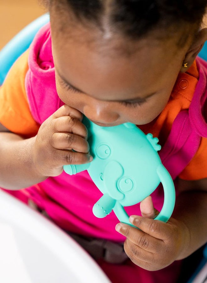 Bright Starts Tame Your Tusks Silicone Teether With Handles, Easy-Grasp Elephant, Blue, 3 Months + - Image 5
