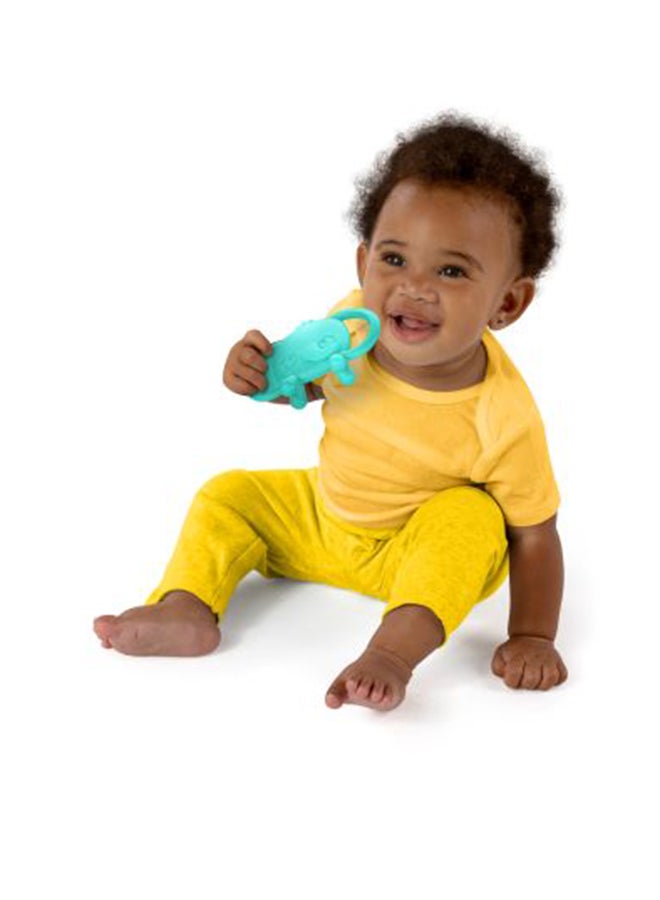 Bright Starts Tame Your Tusks Silicone Teether With Handles, Easy-Grasp Elephant, Blue, 3 Months + - Image 3