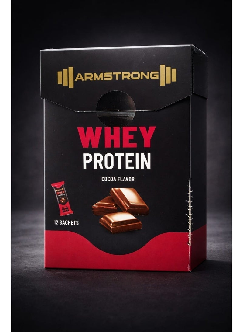 Armstrong Whey Protein Sachets – Cocoa & Vanilla Flavors (12 Sachets) Premium Protein for Muscle Growth, Recovery & Daily Nutrition - Image 2