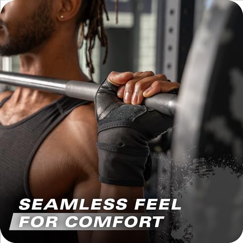 Harbinger قفازات هاربيجر برو مع أشرطة المعصم 3.0 - قبضة محسّنة، دعم معصم متفوق، ليكرا قابلة للتمدد 4 اتجاهات، كف جلد متين، تصميم نصف إصبع لرفع الأثقال، صالة رياضية، تمويه تان، كبير - للرجال - Image 4