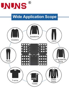 UNUNS Clothes Folding Board,Adjustable T-Shirt Folding Board,Plastic Shirt Folder,High Toughness,Space Saving,Connect Firmly,Folding Clothes For Kids and Adults,Black  - Image 4