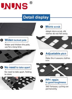 UNUNS Clothes Folding Board,Adjustable T-Shirt Folding Board,Plastic Shirt Folder,High Toughness,Space Saving,Connect Firmly,Folding Clothes For Kids and Adults,Black  - Image 3