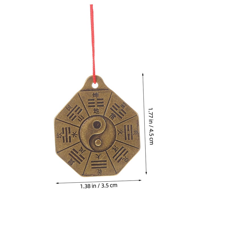 Vintage Brass Double Sided Bagua Keychain Feng Shui Charm Durable Copper Pendant For Car Keys - Image 3
