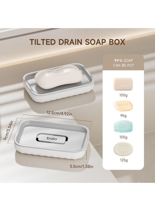 bdo Large Soap Dish Holder, Soap Case with Grooves Drain, Plastic Soap Holder, Soap Bar Container, Soap Saver for Shower, Bathroom, Kitchen,Without Cover Style,White - Image 3