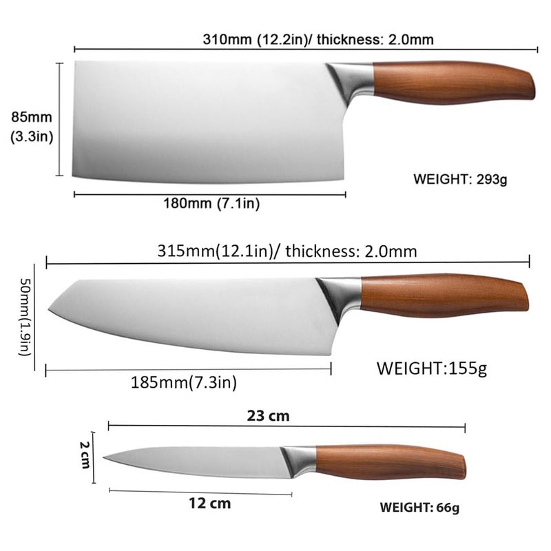 Captoola مجموعة سكاكين مطبخ احترافية من كابتولا من الفولاذ المقاوم للصدأ سكين لحم سكين شيف مع شارب سكاكين للتشديد اليدوي مجموعة من 4 - Image 2