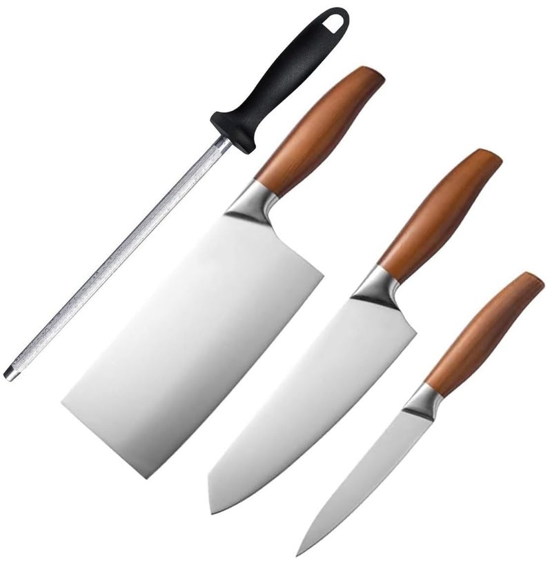 Captoola مجموعة سكاكين مطبخ احترافية من كابتولا من الفولاذ المقاوم للصدأ سكين لحم سكين شيف مع شارب سكاكين للتشديد اليدوي مجموعة من 4 - Image 1
