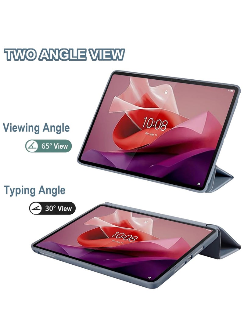 Captaintech Case Compatible with Lenovo Tab P12 (12.7 Inch) 2023 Tablet Slim Tri-fold Stand Soft TPU Back Shell Auto Wake/Sleep Anti-Drop Cover  - Image 2