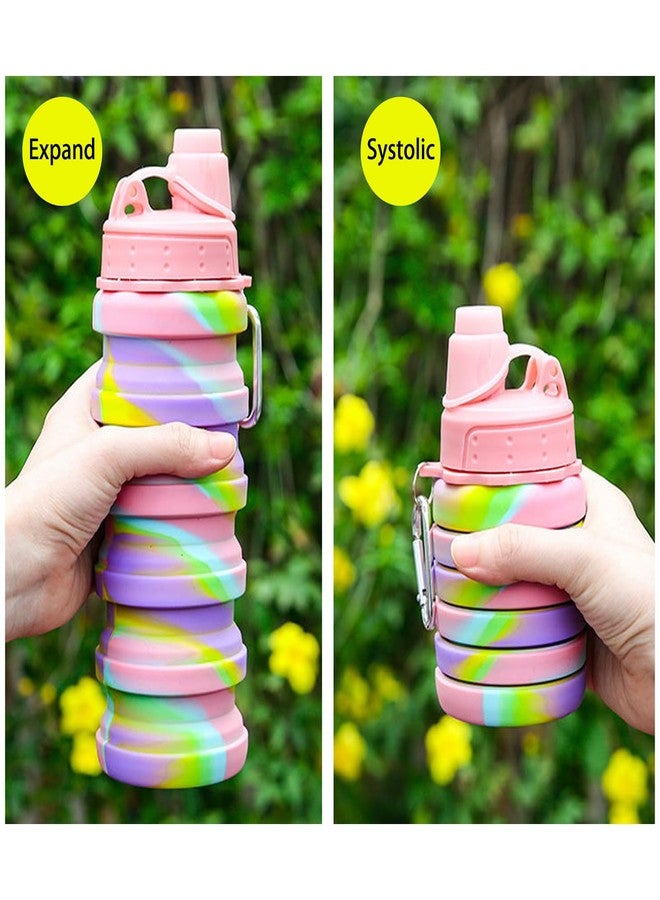 YCTMALL Collapsible Water Bottles Two Pack Travel Sports Portable Sport Water Bottle comes with mountaineering Buckle 500ml silicone Water-proof camping water bottle (Blue and Grey Color) - Image 5