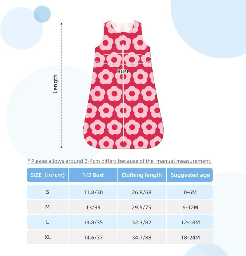Bold Summer Red and Pink Floral Pattern Retro Baby Wearable Blanket Infant Boys Girls Sleeping Bags for Newborn Small - Image 5