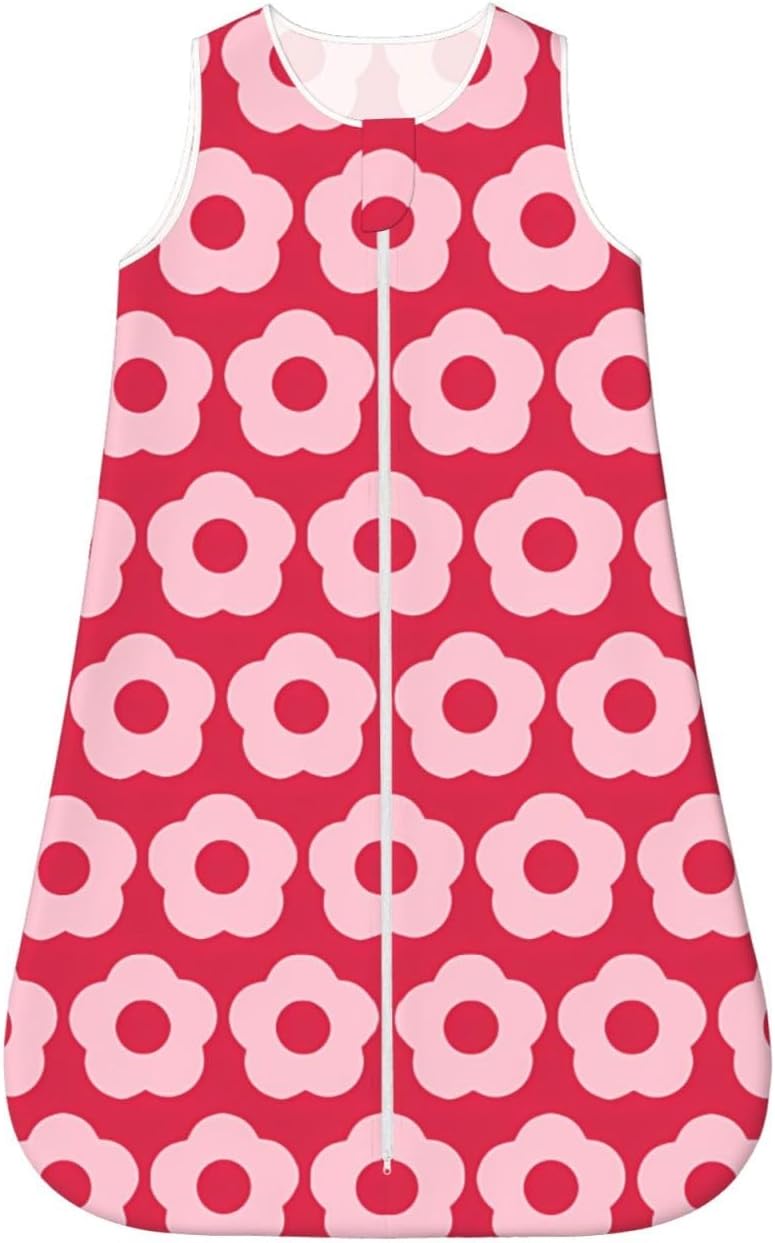 Bold Summer Red and Pink Floral Pattern Retro Baby Wearable Blanket Infant Boys Girls Sleeping Bags for Newborn Small - Image 1