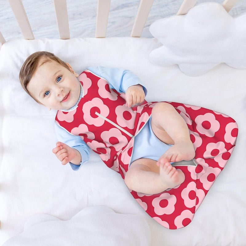 Bold Summer Red and Pink Floral Pattern Retro Baby Wearable Blanket Infant Boys Girls Sleeping Bags for Newborn Small - Image 3