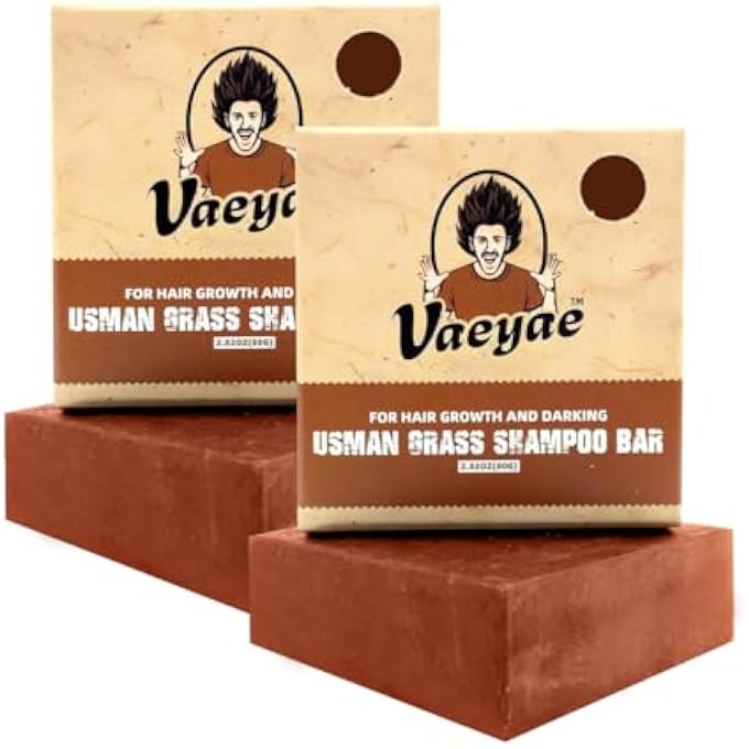 Usman Grass Black Shampoo Bar For Thinning & Darking, Usma Grass Plant Gray Hair Loss Reverse Products, For Dry and Rough Hair, Solid Conditioner Soap For Men and Women Hair Growth 2pcs