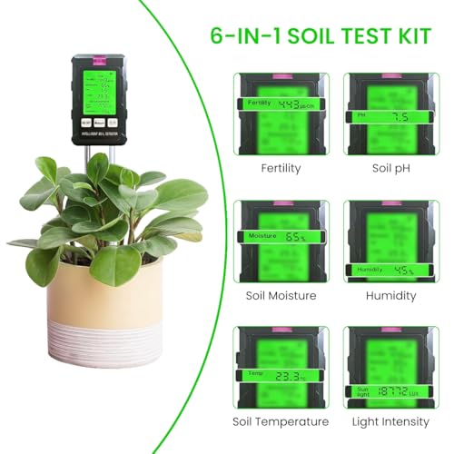 Serplex® 6 in 1 Professional Soil Meter for PH/Moisture/Temp/Sunlight Intensity/Conductivity/Humidity, Soil Testing Probe Sensor Analyzer Detector for Lawn Farm Gardening Tool (Battery Not Included) - Image 5