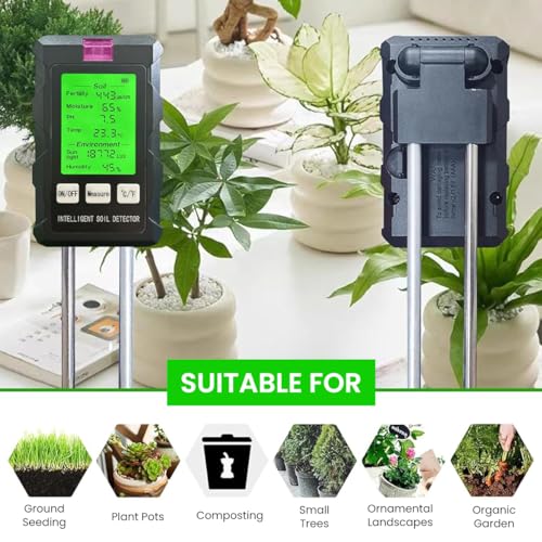 Serplex® 6 in 1 Professional Soil Meter for PH/Moisture/Temp/Sunlight Intensity/Conductivity/Humidity, Soil Testing Probe Sensor Analyzer Detector for Lawn Farm Gardening Tool (Battery Not Included) - Image 4