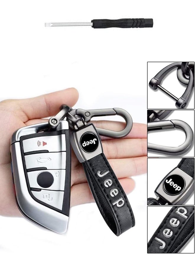 Jeep Keychain - Jeep Key Chain - Leather Car Key Chain - Car Accessories - With Screwdriver - Black - Image 2