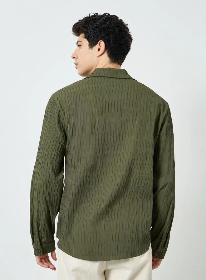Take Two Green Men Green Textured Spread Collar Shirt for Men | Best Price UAE