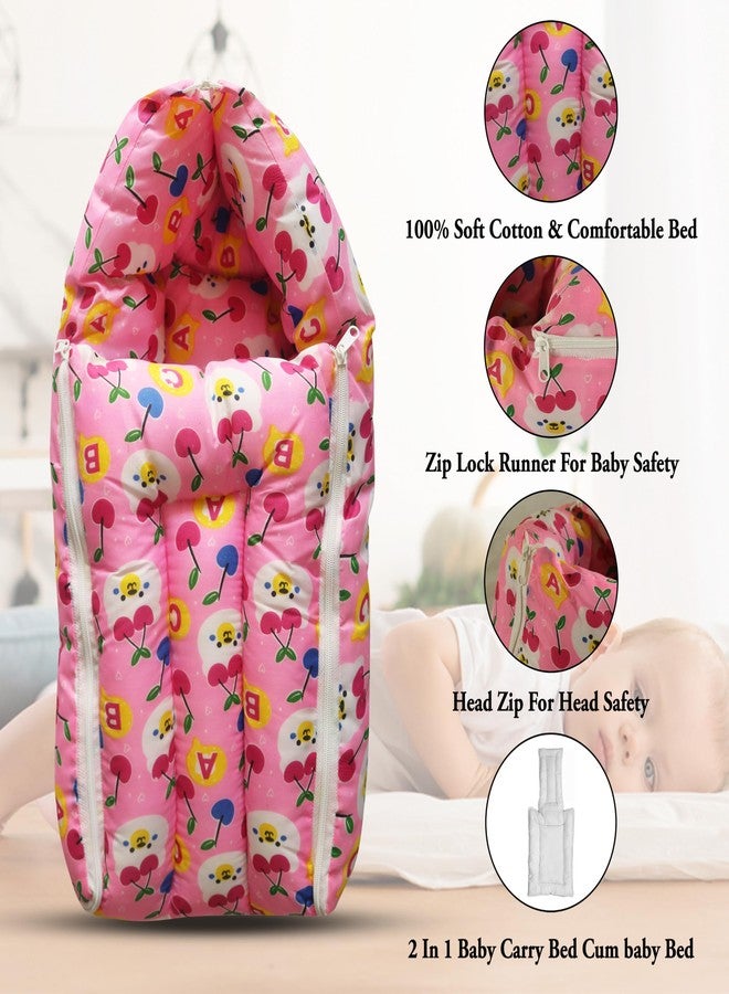 NISSI 3 in 1 Baby Bed, Sleeping Bag & Carry Nest, Cotton Baby Bedding for New Born & Infant, Portable Bassinet, for Baby Carrying & co Sleeping, Unisex Baby Sleeping Bed (Pink) - Image 3