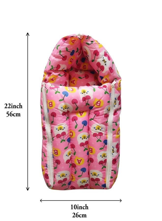 NISSI 3 in 1 Baby Bed, Sleeping Bag & Carry Nest, Cotton Baby Bedding for New Born & Infant, Portable Bassinet, for Baby Carrying & co Sleeping, Unisex Baby Sleeping Bed (Pink) - Image 2