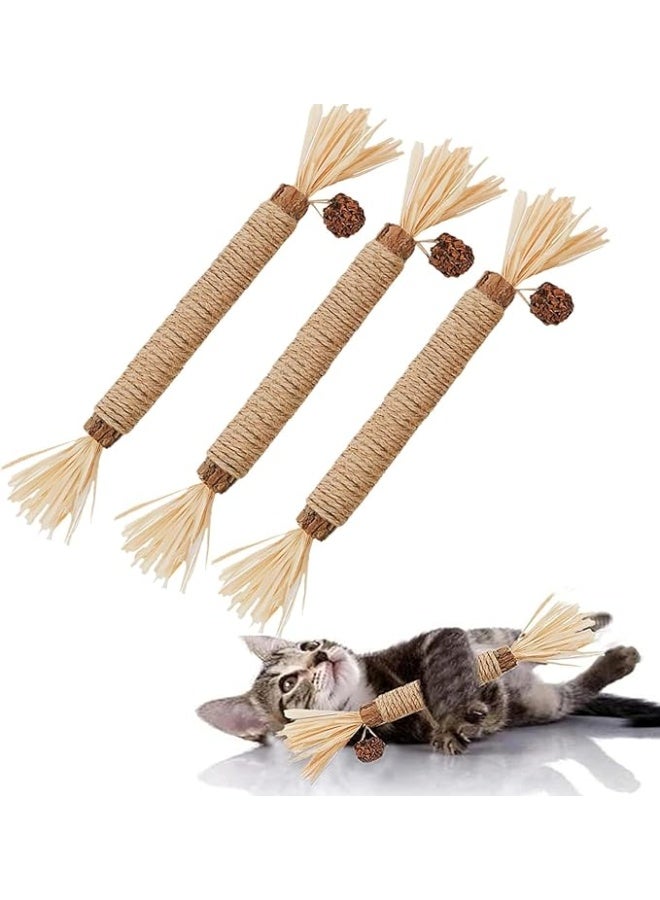 يوريفو لعبة قطط طبيعية من أعواد نبات النعناع البري، أداة تنظيف أسنان القطط الصغيرة، أعواد مضغ من نبات النعناع البري للقطط والقطط الصغيرة - Image 1