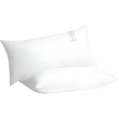 Digital Decor 100 Cotton Hotel Pillows US Made Hypoallergenic Pillows with Down Alternative Fiber Fill for Side Back Sleepers Set of 2 Three Comfort Levels Soft Medium Firm Firm