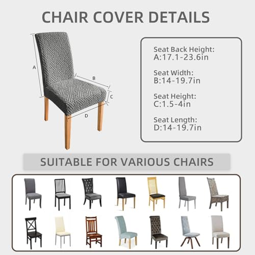 Promindflyplka Chair Covers, Stretch Jacquard Dining Room Chair Covers Set of 6, Cat Scratch Resistant Washable Chair Covers for Dining Chairs, Removable Chair Protectors for Dining Room, Kitchen, Hotel, Ceremony - Image 5
