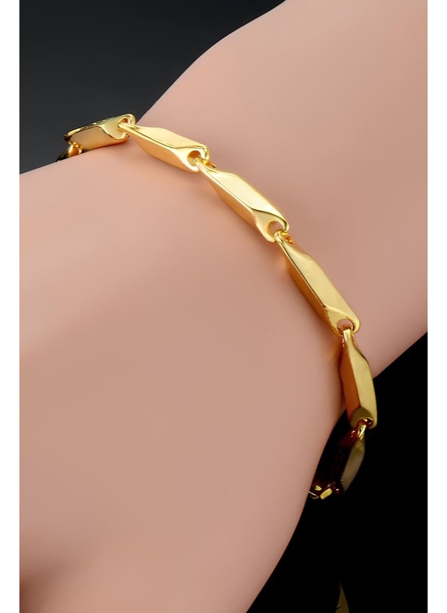 Takı Dükkanı Yellow Gold Plated Square Cube Model Men's Steel Bracelet Imprint eck05bsr  - Image 1