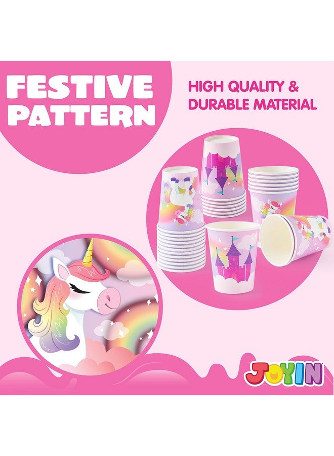 JOYIN 145 Pcs Unicorn Birthday Party Supplies with Unicorn Banner for Girls, 24 Serves Unicorn Disposable Tableware Set with Plates , Cups, Napkins, and Cutlery Sets for Unicorn Themes Party Kids - Image 5