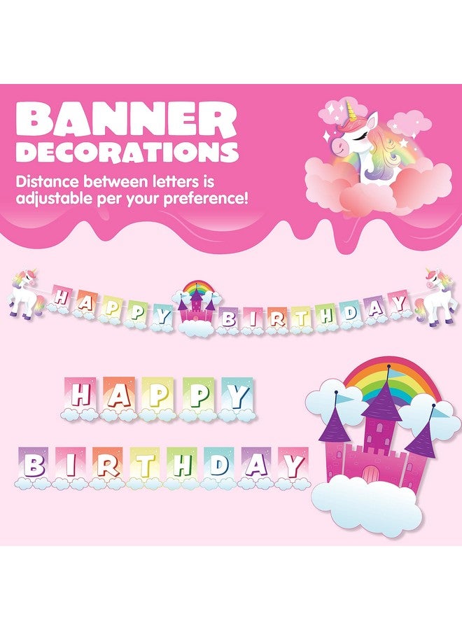 JOYIN 145 Pcs Unicorn Birthday Party Supplies with Unicorn Banner for Girls, 24 Serves Unicorn Disposable Tableware Set with Plates , Cups, Napkins, and Cutlery Sets for Unicorn Themes Party Kids - Image 4