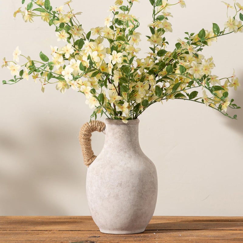 Vanselia Ceramic Flower Vase Home Decor - 10 Inch Large White Rustic Table Flowers Vases Living Room Bedroom Plant Decorations Farmhouse Vintage for Kitchen Shelf Office Coffee Dining Desk House Women - Image 5